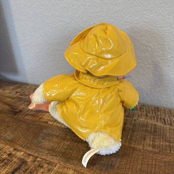 Commomwealth 2002 Yellow Duck Plush Stuffed Animal 16" Raincoat w/ Flower Used - Picture 5 of 10